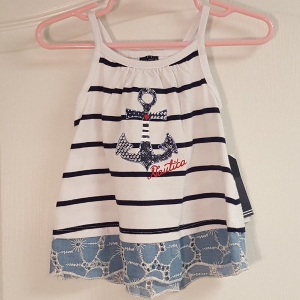 Nautica Blue Stripe Sailor Anchor Tank Dress